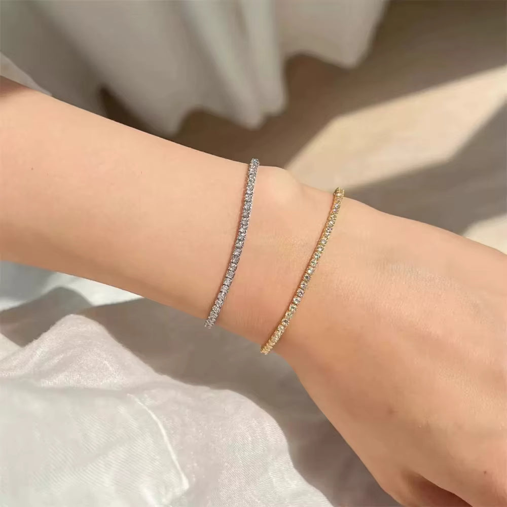 Luxe Crystal Tennis Bracelet - Statement bracelet with 4mm cubic zirconia stones.