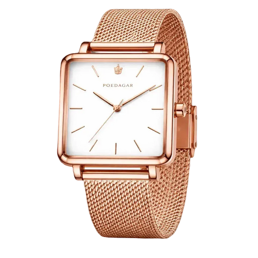 Women’s Luxe Square Watch with Mesh Bracelet.