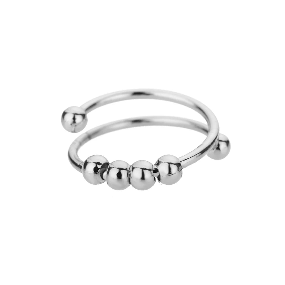 18K Gold Plated Spinner Ring – Fidget Bead Relief Jewelry.