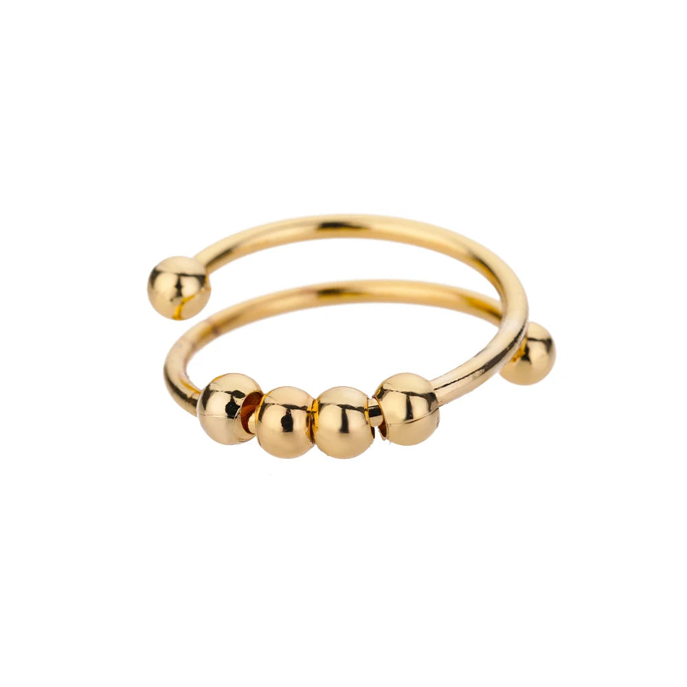 18K Gold Plated Spinner Ring – Fidget Bead Relief Jewelry.