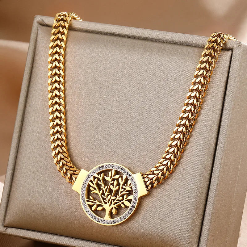 Tree of Life Pendant – Bold 316L Stainless Steel Chain.