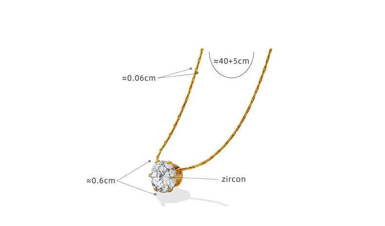 Delicate Crystal Solitaire Necklace – Everyday Stainless Steel Jewelry.
