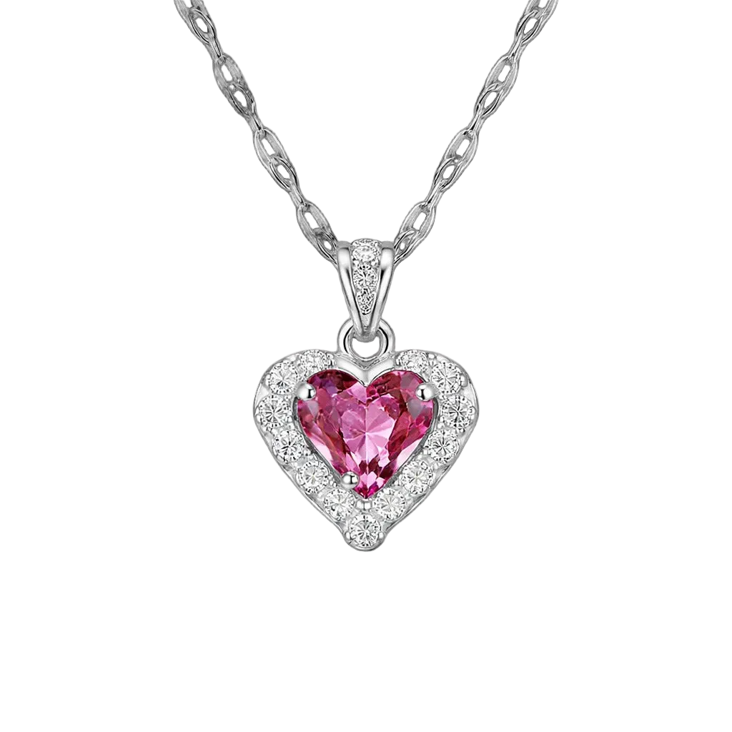 Ocean Heart Pendant Necklace – Sparkling Crystal in 316L Stainless Steel.