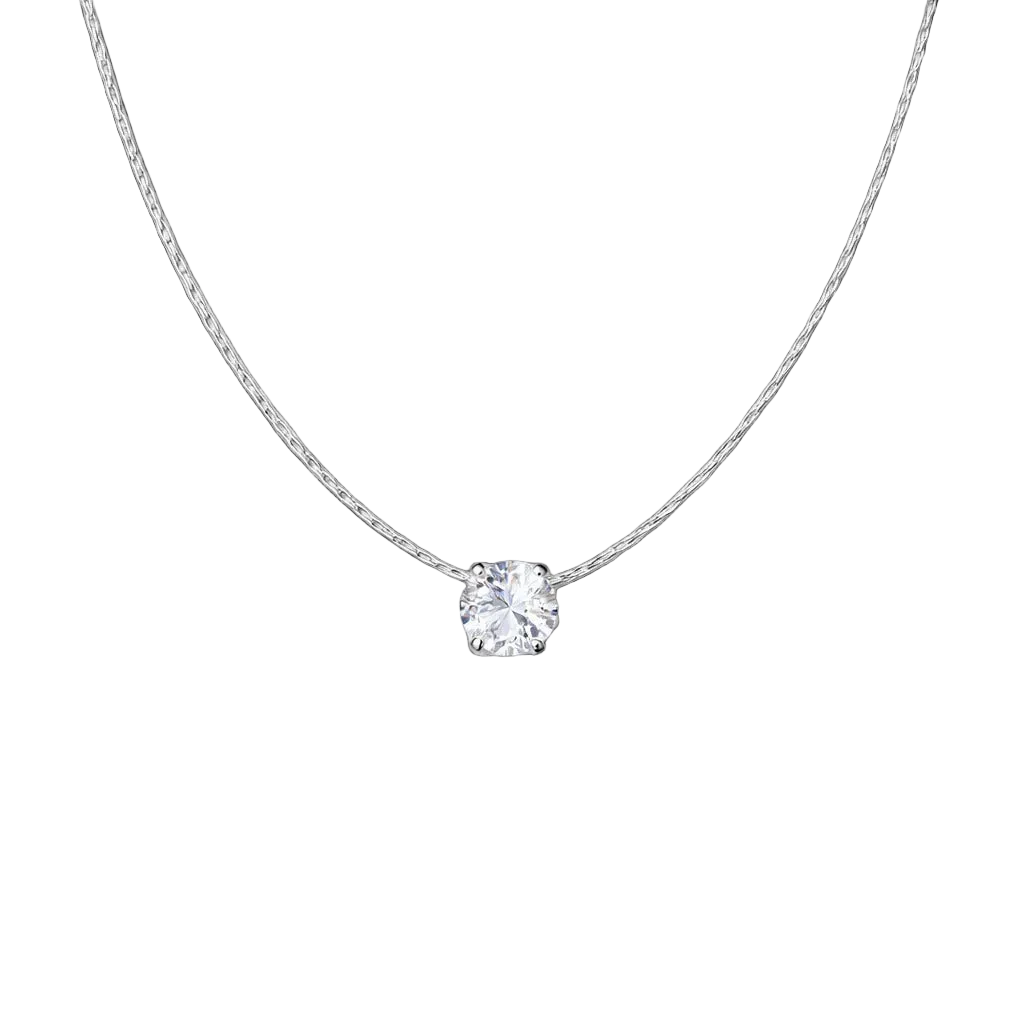Delicate Crystal Solitaire Necklace – Everyday Stainless Steel Jewelry.