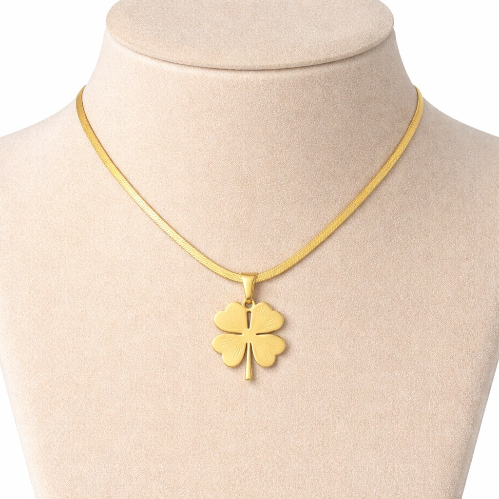 Golden Clover Pendant Necklace - 18K Gold Plated Every-Day Jewelry.