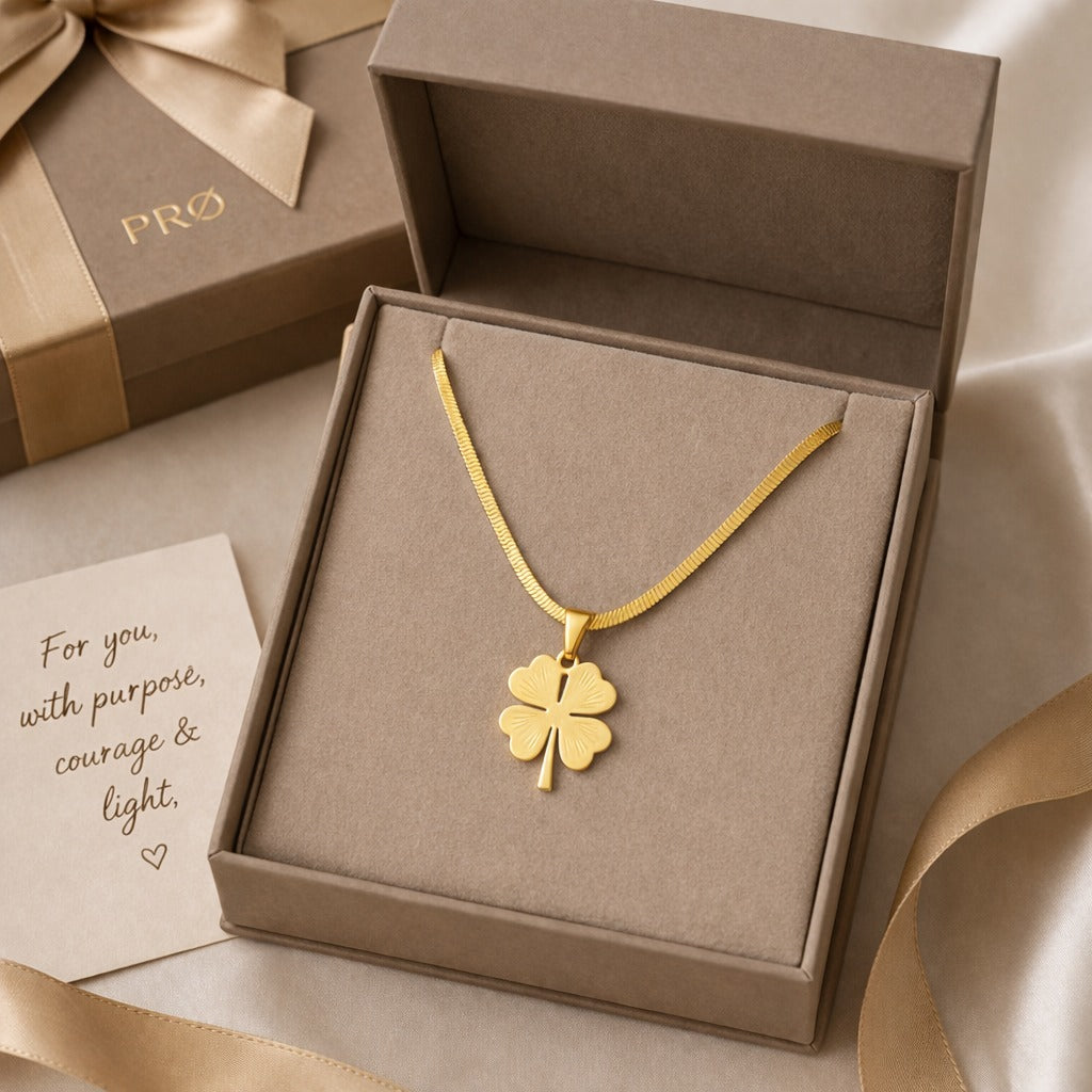 Golden Clover Pendant Necklace - 18K Gold Plated Every-Day Jewelry.